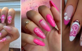 Like a Barbie: fashionable pink manicure in the style of Barbiecore