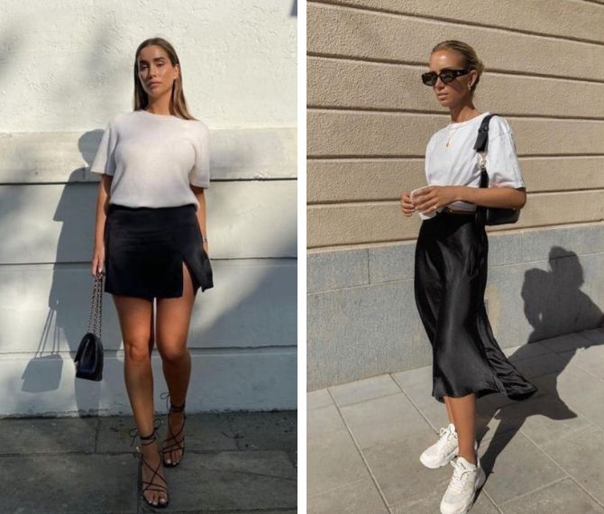What to combine with a black skirt: top 6 fashionable looks 3