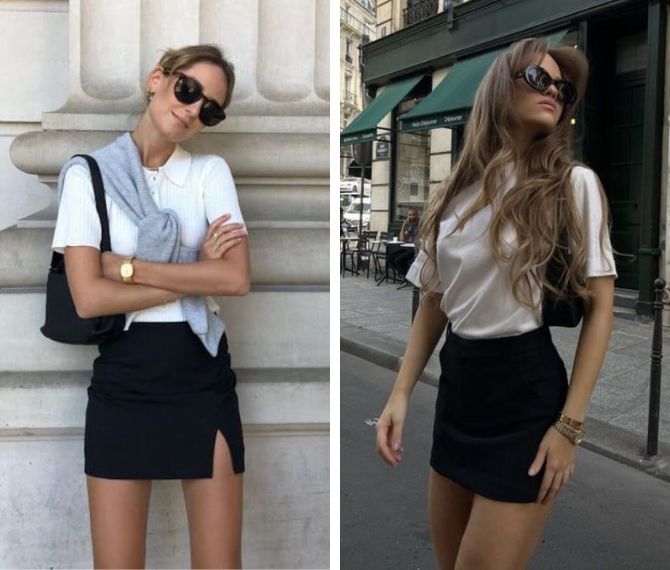 What to combine with a black skirt: top 6 fashionable looks 4