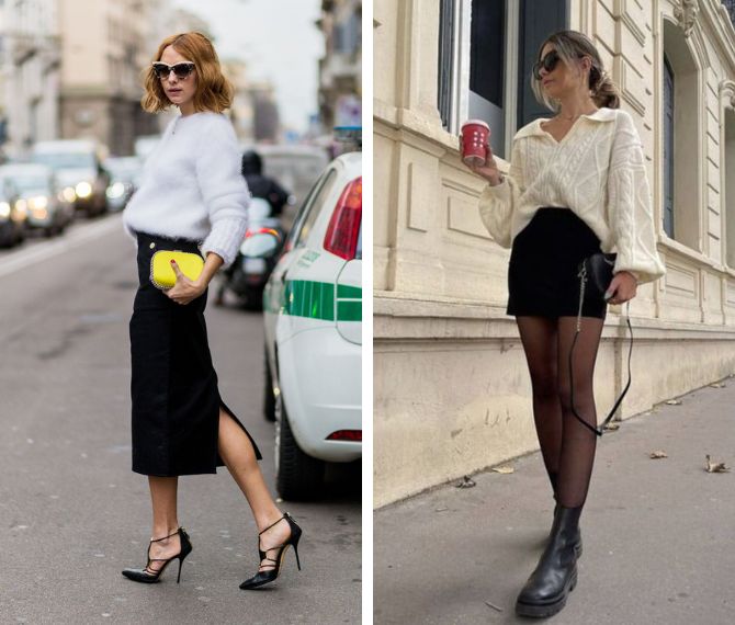 What to combine with a black skirt: top 6 fashionable looks 7