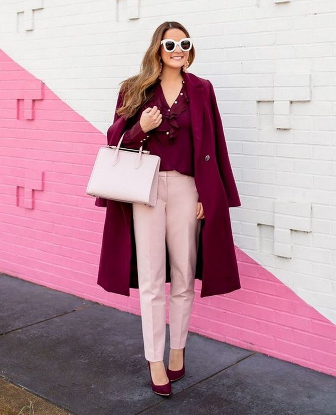 Bright and romantic: how to create looks with pink trousers 9