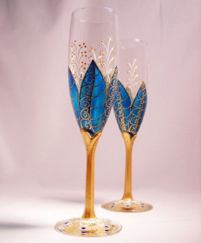 DIY wedding glasses: how to decorate wine glasses for newlyweds 12