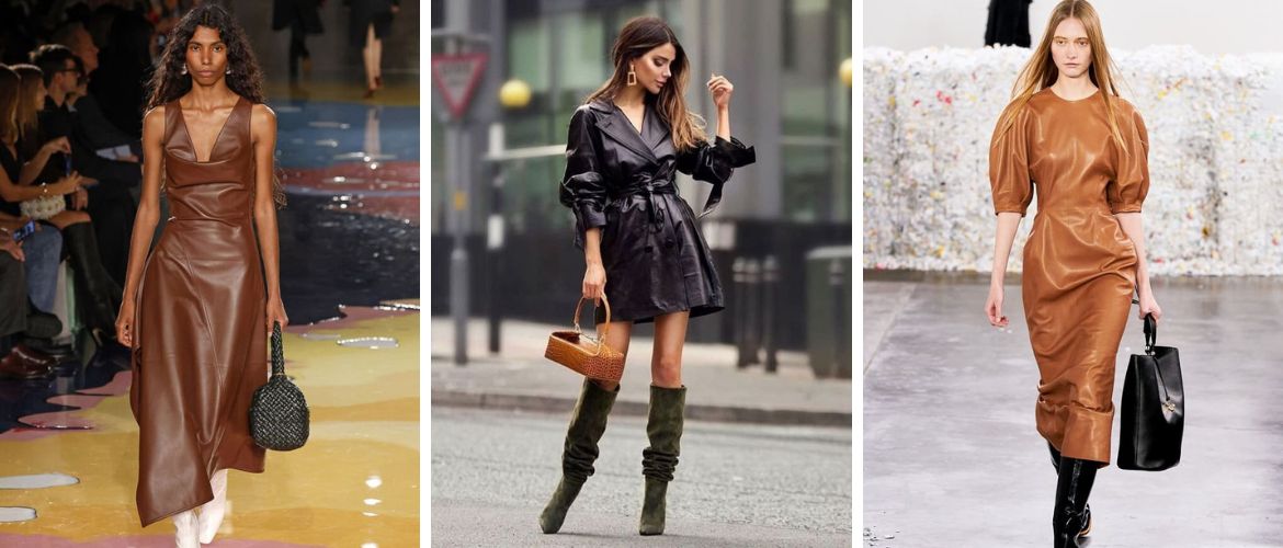 The most fashionable leather dresses of the autumn-winter season 2023-2024
