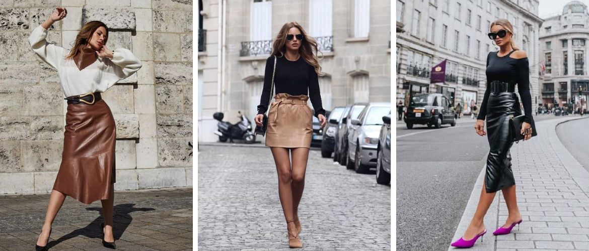 Fashionable leather skirts fall-winter 2023-2024