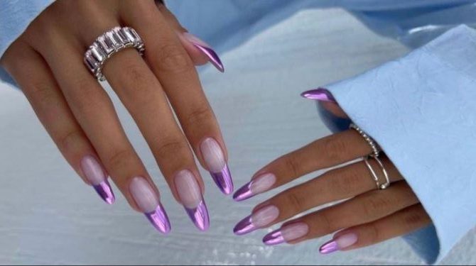 Metallic effect manicure: fashion trends for any length of nails 10