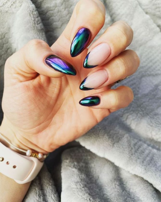 Metallic effect manicure: fashion trends for any length of nails 12