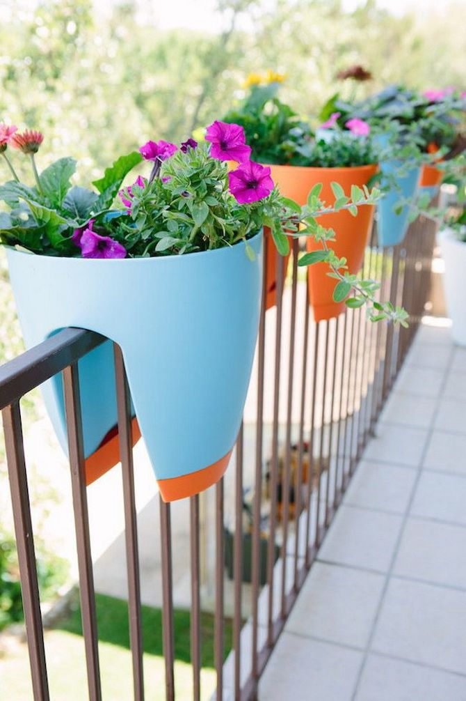 Ideen und Möglichkeiten, einen Balkon mit Pflanzgefäßen zu bepflanzen 11