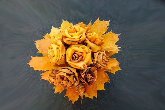 Букеты из осенних листьев: красивые идеи с фото 15