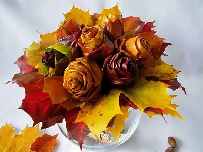 Букеты из осенних листьев: красивые идеи с фото 3
