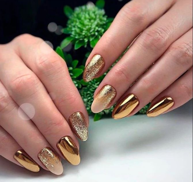 Metallic effect manicure: fashion trends for any length of nails 8