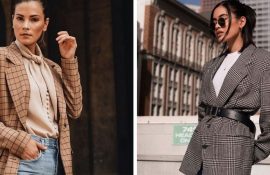 Fashionable women’s checkered jacket: current models for autumn