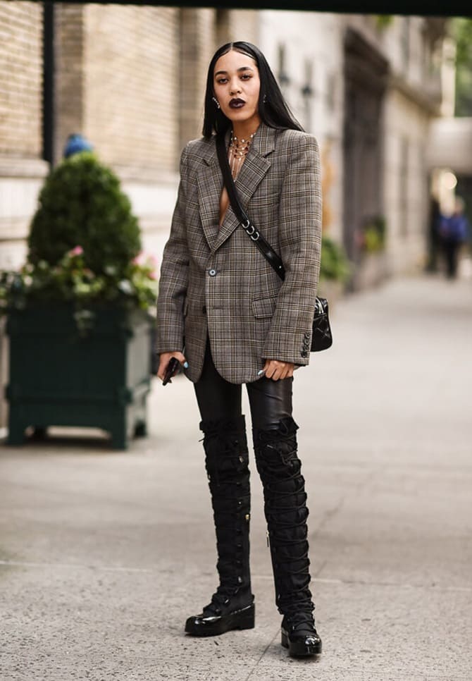 Fashionable women’s checkered jacket: current models for autumn 8