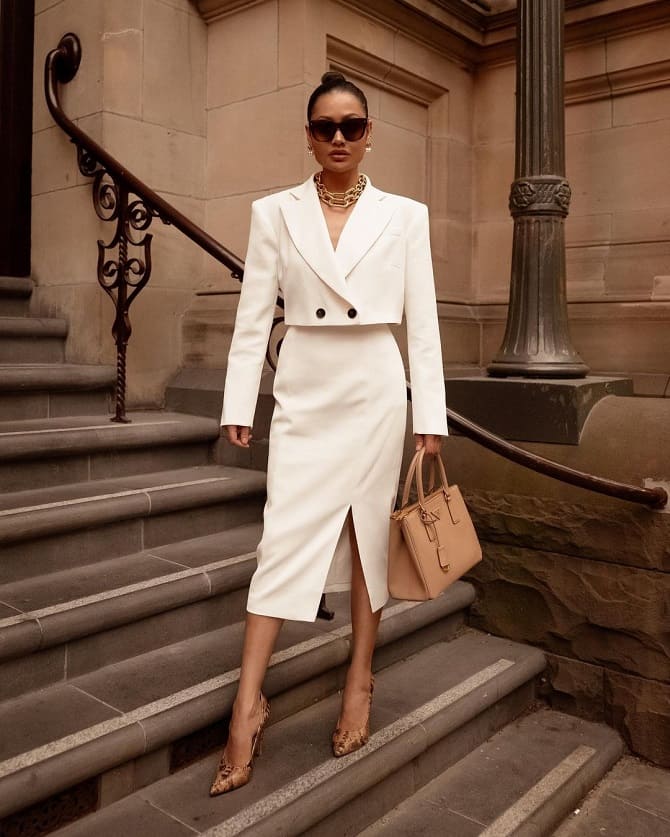 Fashionable suits with a skirt: 5 trends for 2023-2024 7