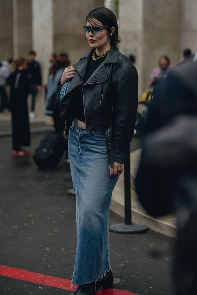 How to wear a biker jacket in the fall of 2023: fashionable looks 10