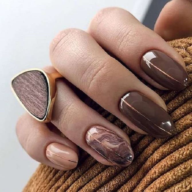 Brown manicure for fall 2023: fashionable nail design 14