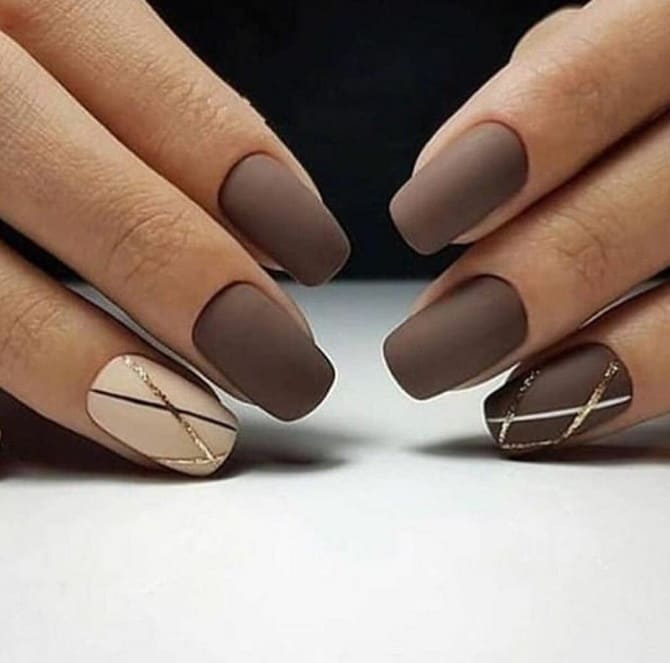 Brown manicure for fall 2023: fashionable nail design 6