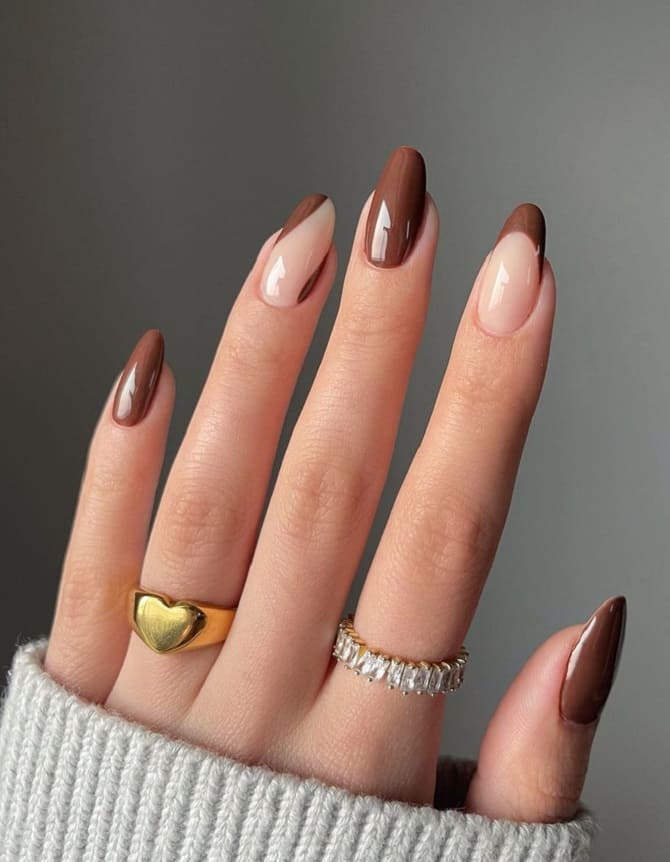 Brown manicure for fall 2023: fashionable nail design 7