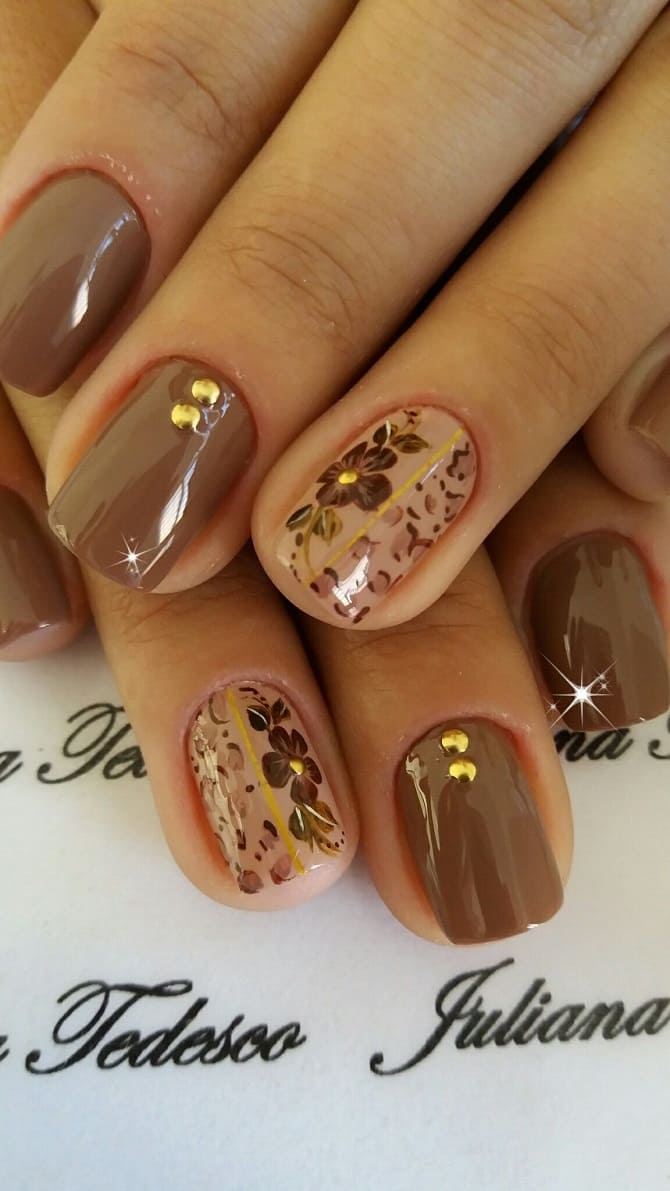 Brown manicure for fall 2023: fashionable nail design 10