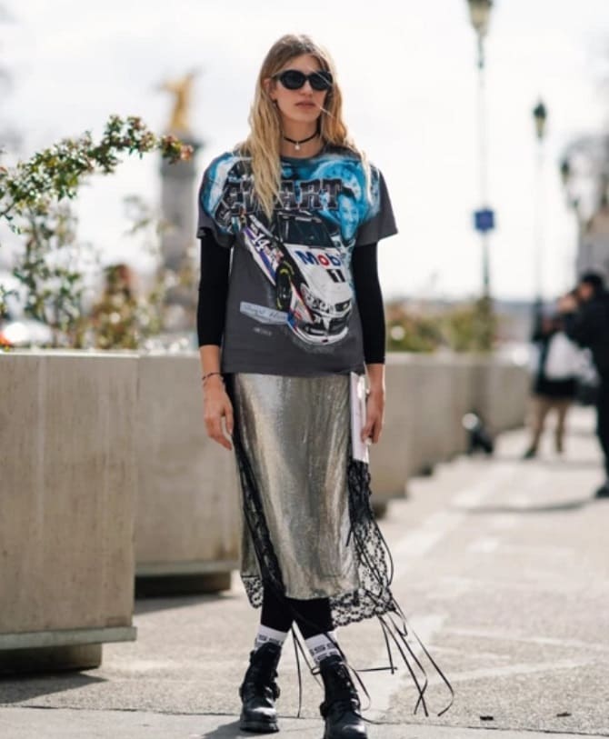 How to wear a silver skirt this fall: fashion ideas 10