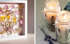 Schönes Kunsthandwerk aus Trockenblumen: Ideen mit Fotos