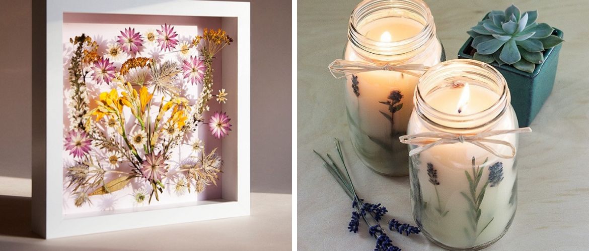 Schönes Kunsthandwerk aus Trockenblumen: Ideen mit Fotos