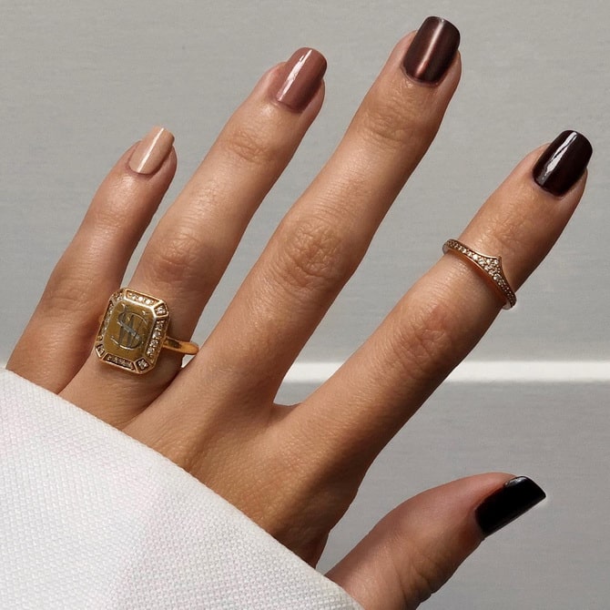 Latte nails 2023: fall manicure trend 28