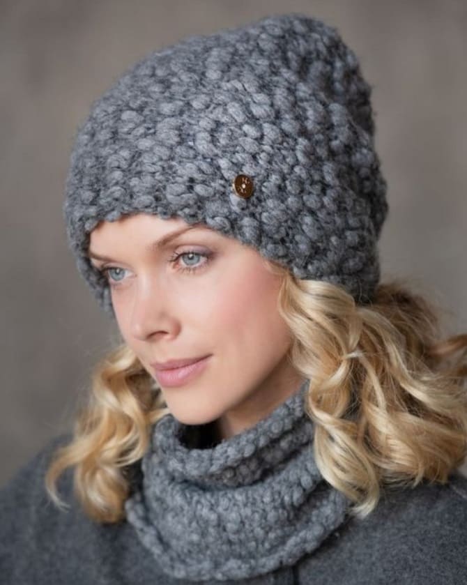 Модные вязаные шапки на зиму 2023-2024: актуальные модели 5