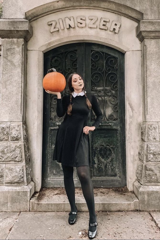 Wednesday Addams Halloween-Kostüm: Fotobeispiele von Bildern 2