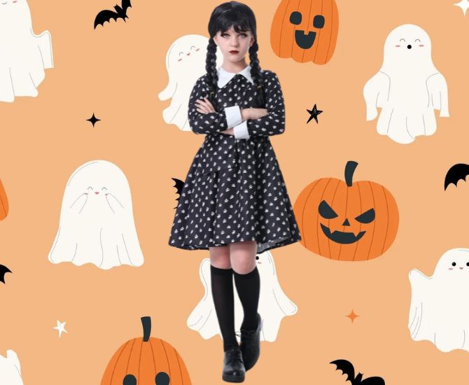 Wednesday Addams Halloween-Kostüm: Fotobeispiele von Bildern 9