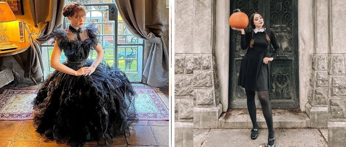Wednesday Addams Halloween-Kostüm: Fotobeispiele von Bildern