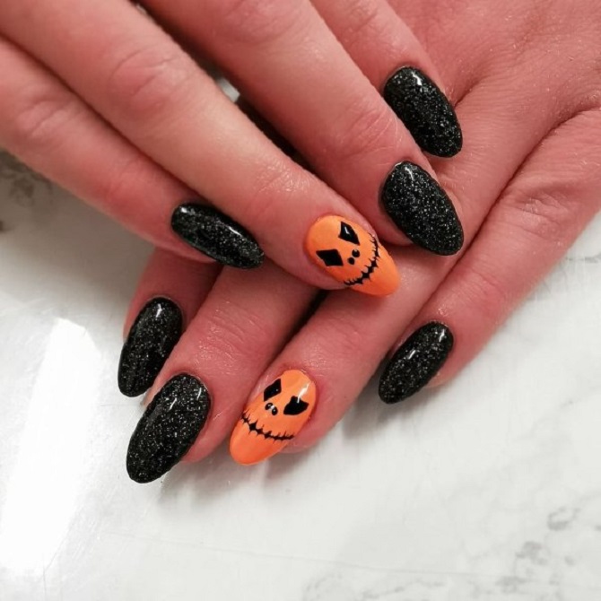 Black manicure for Halloween: stylish ideas with photos 2