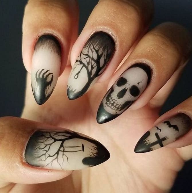 Рисунки на ногтях на Хэллоуин: лучшие идеи с фото 11