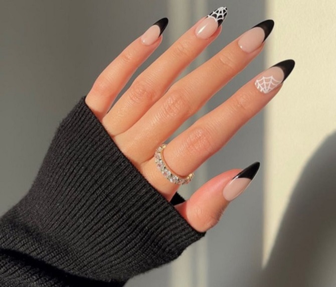 Black manicure for Halloween: stylish ideas with photos 13