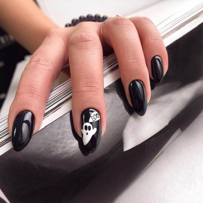 Black manicure for Halloween: stylish ideas with photos 10