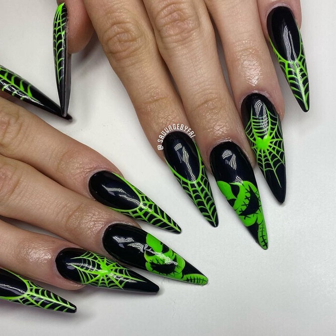 Black manicure for Halloween: stylish ideas with photos 5
