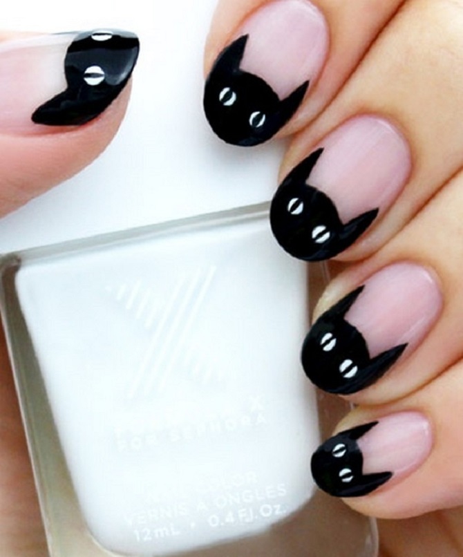 Black manicure for Halloween: stylish ideas with photos 12