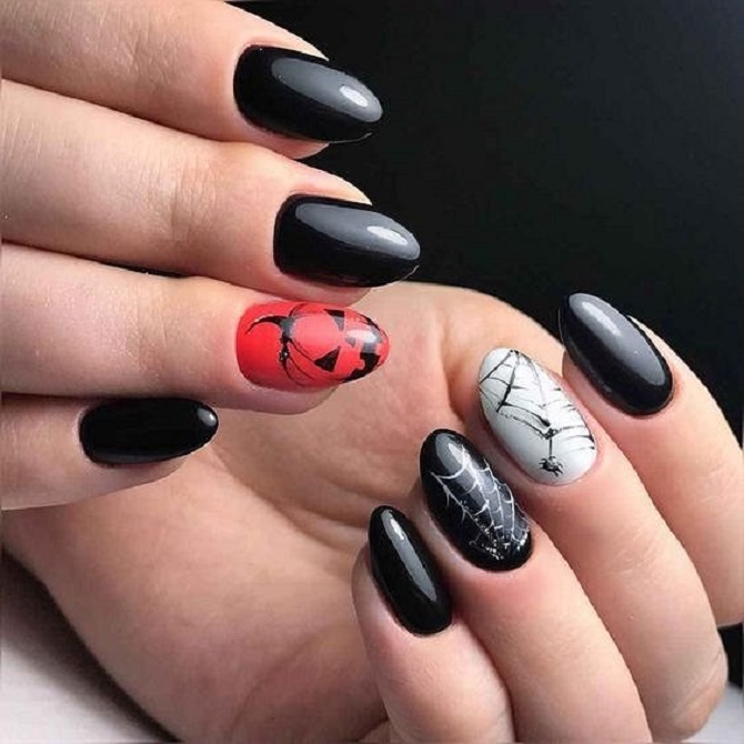 Black manicure for Halloween: stylish ideas with photos 1