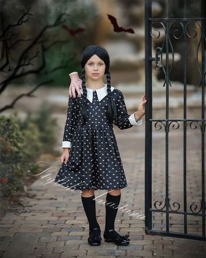 Wednesday Addams Halloween-Kostüm: Fotobeispiele von Bildern 6