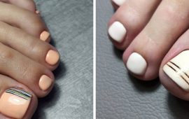 Pedicure with stripes: stylish nail design options