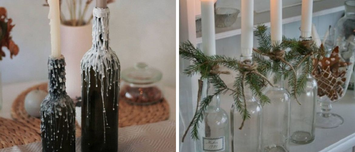 DIY bottle candlestick: interesting ideas with photos
