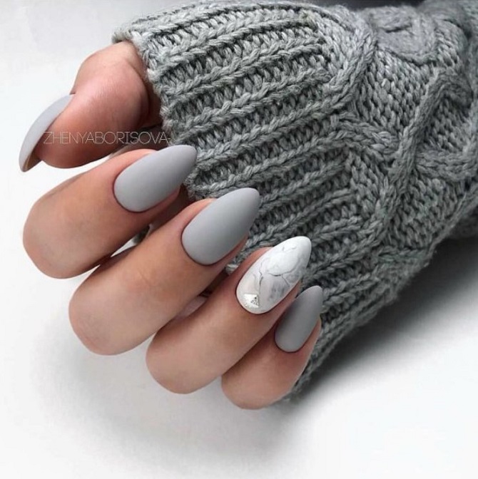 Fashionable gray manicure 2023-2024: new nail design ideas 7