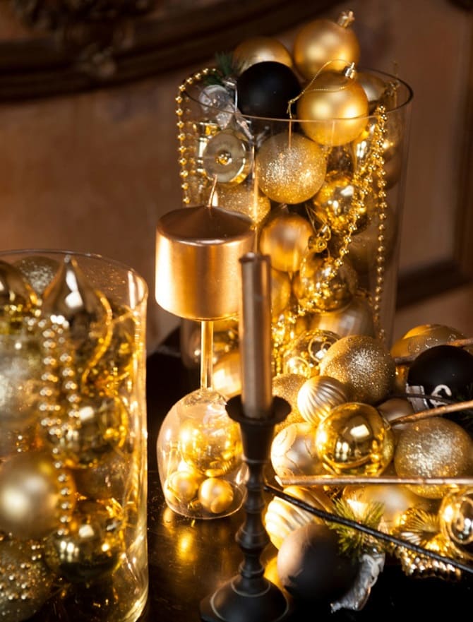 New Year’s decor in golden colors: original ideas with photos 10