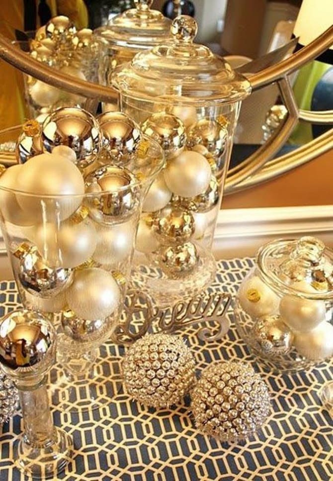 New Year’s decor in golden colors: original ideas with photos 16