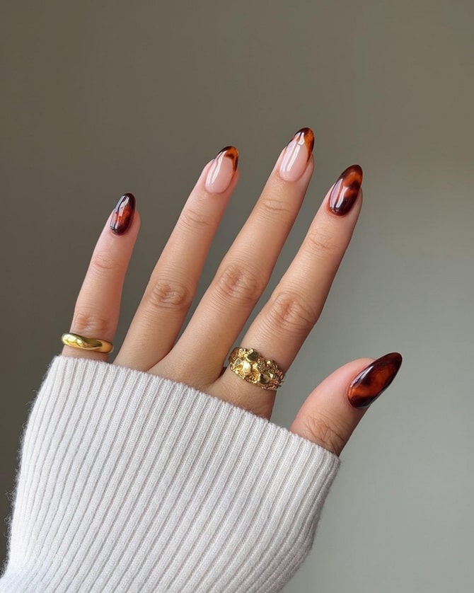 Tortoiseshell manicure: stylish ideas with a fashionable print 7
