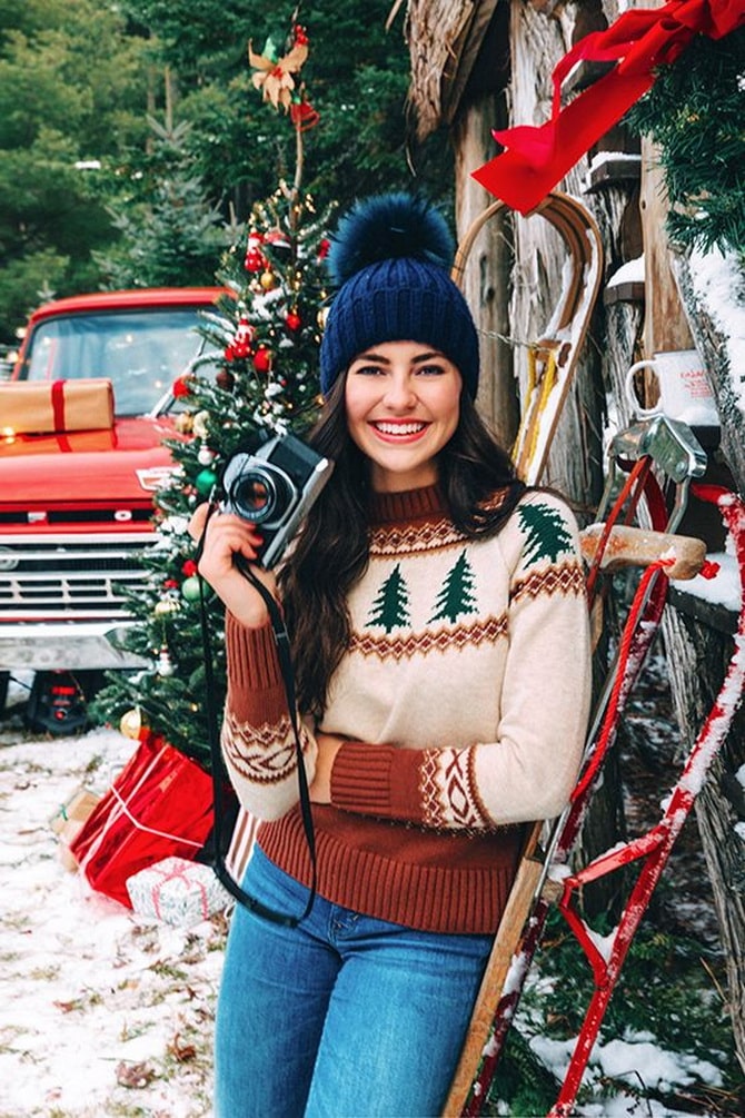 Как носить новогодний свитер, чтобы выглядеть стильно в зимних образах 18