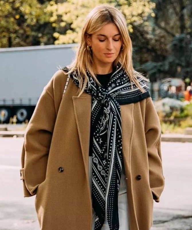 How to wear a scarf in winter: fashionable techniques for every day 13