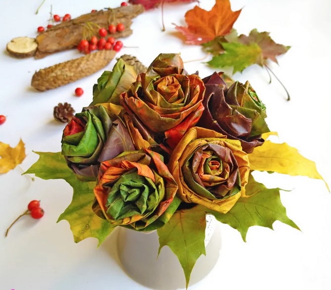 Творчество с природой: идеи для поделок из осенних листьев 9