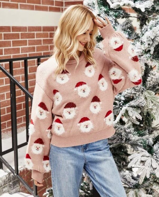 Wie man einen Weihnachtspullover trägt, um in Winteroutfits stilvoll auszusehen 11