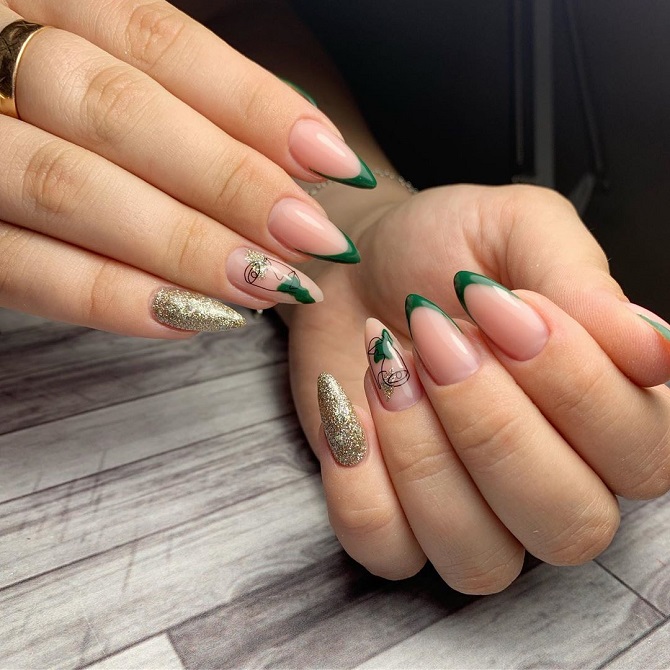 Green manicure for New Year 2024: beautiful ideas for the holiday 14