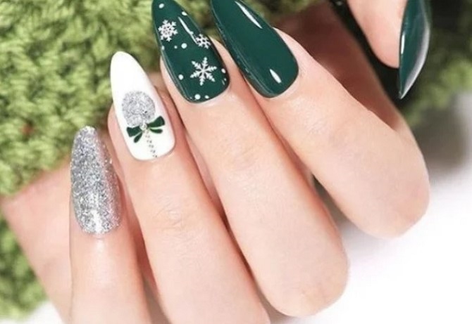 Green manicure for New Year 2024: beautiful ideas for the holiday 4